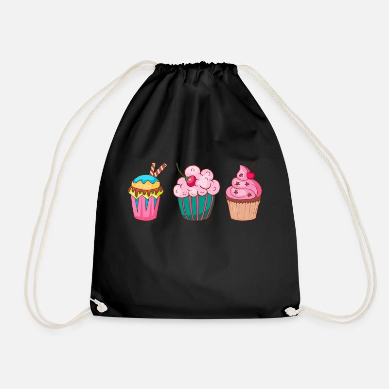 Cupcake Muffin Kuchen Backen Süßigkeiten Törtchen - Turnbeutel - Schwarz