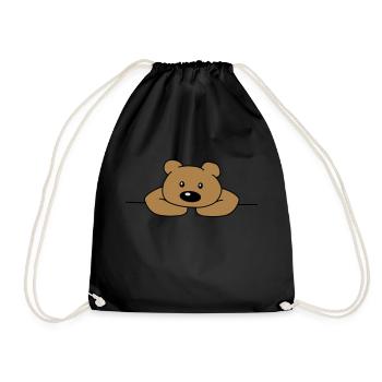 Cute Cute Cute Sad Bear Brown Bear - Drawstring Bag - black - Front