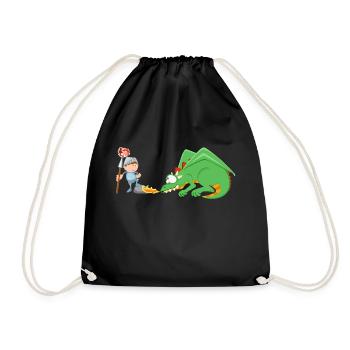 Ritter und Drache - Turnbeutel - Schwarz - Vorne
