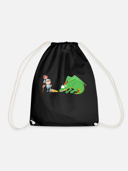 Ritter und Drache - Turnbeutel - Schwarz