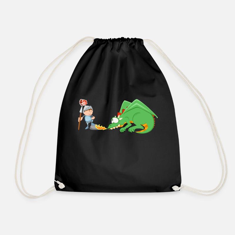 Ritter und Drache - Turnbeutel - Schwarz
