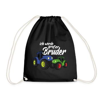 Ich werde großer Bruder Traktor Trecker Sohn - Turnbeutel - Schwarz - Vorne