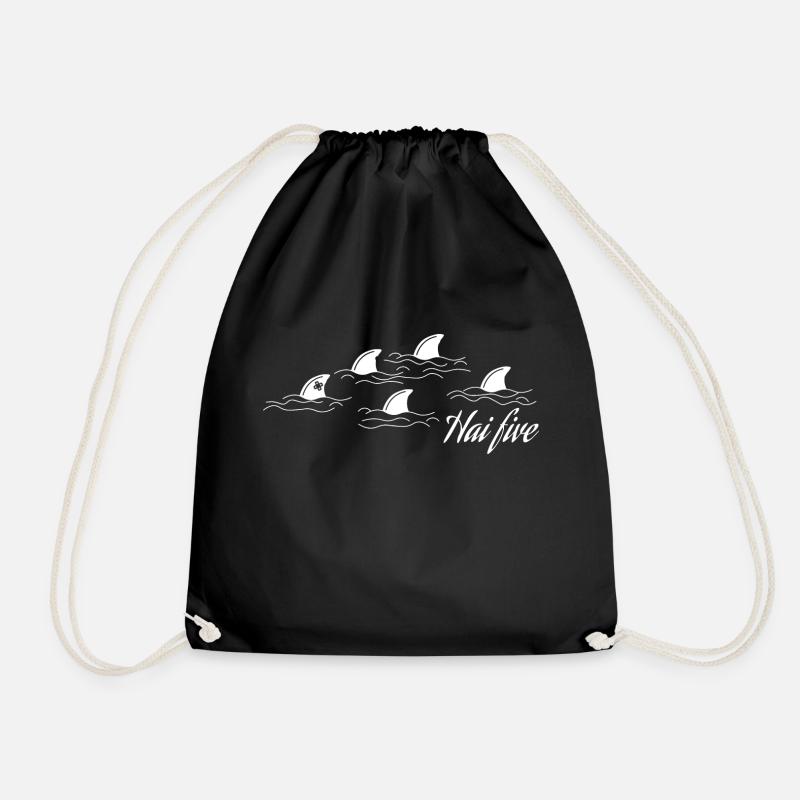 Hai Five - Haifisch Geschenk - Turnbeutel - Schwarz