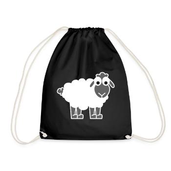 cute sheep motif - Drawstring Bag - black - Front
