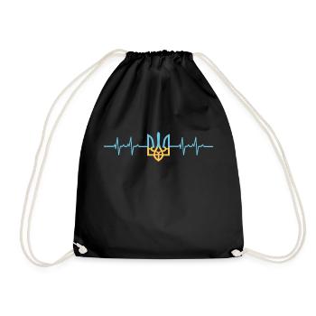 Heartbeat Ukraine Peace Peace - Drawstring Bag - black - Front