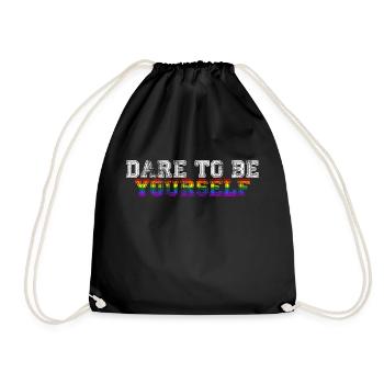 Dare To Be Yourself Regenbogen Gay Pride - Turnbeutel - Schwarz - Vorne
