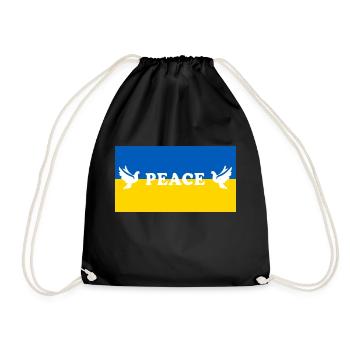 Peace Ukraine Krieg Russland Friedenstauben Spruch - Turnbeutel - Schwarz - Vorne