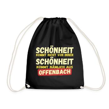 Schönheit kommt aus Offenbach - Turnbeutel - Schwarz - Vorne