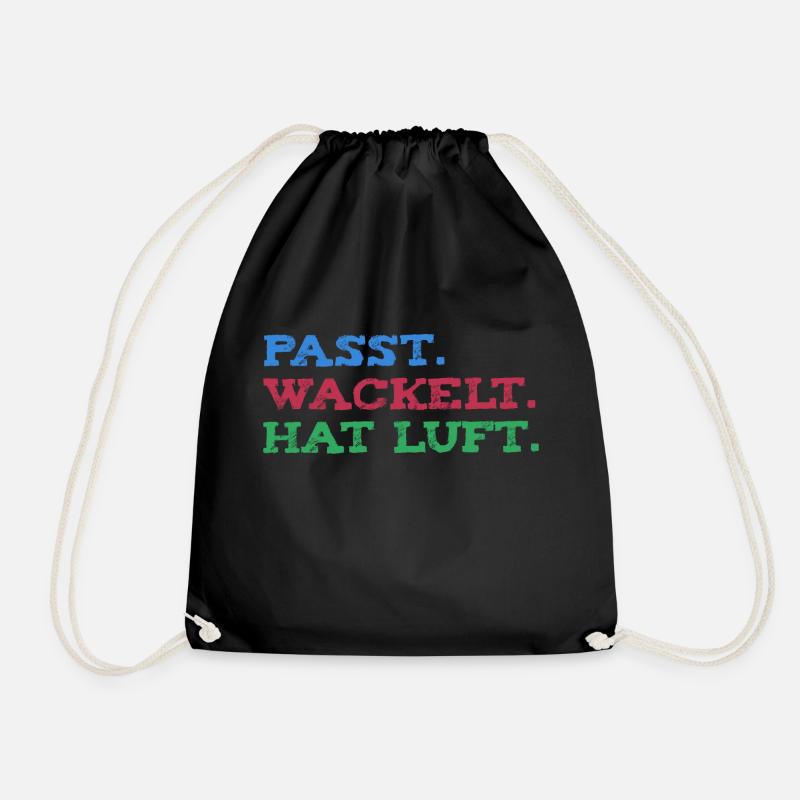 Passt wackelt und hat luft | Handwerker Spruch - Turnbeutel - Schwarz