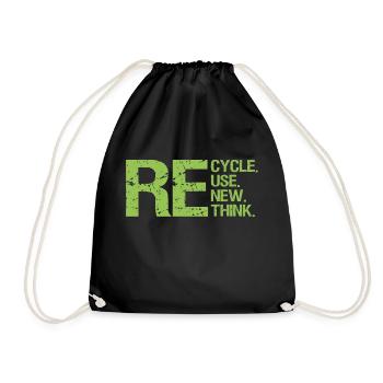 ReCycle ReUse ReNew ReThink - Drawstring Bag - black - Front
