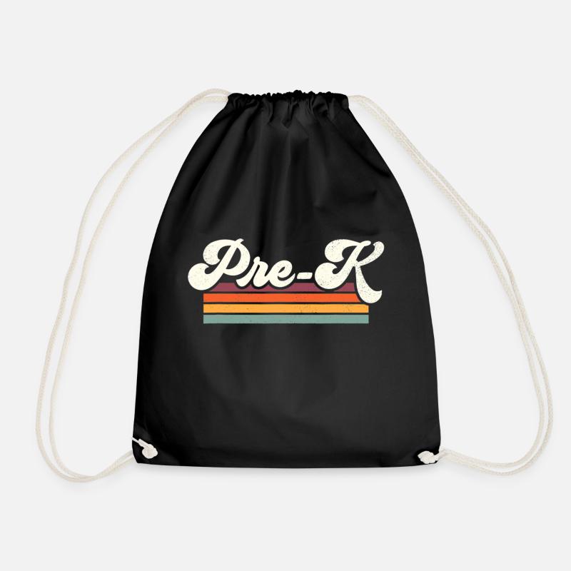 Retro Pre K Teacher Back To School - Drawstring Bag - black