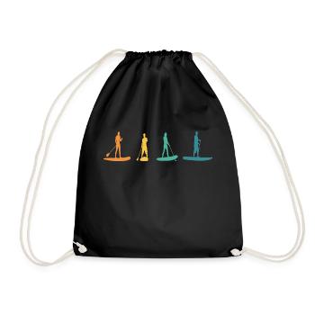 SUP Retro Sommer Wassersport - Turnbeutel - Schwarz - Vorne