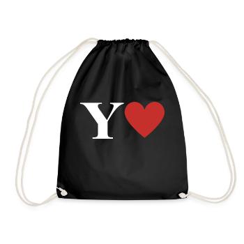 Lettre y cœur rouge - Sac de sport léger - noir - Devant