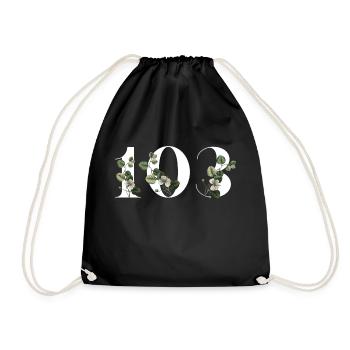 Numéro 103 floral vert - 103e anniversaire floral - Sac de sport léger - noir - Devant