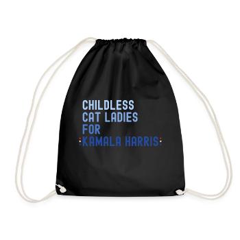 Kinderlose Katze Damen für Kamala Harris 2024 - - Turnbeutel - Schwarz - Vorne