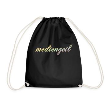 mediengeil Diamond Rainbow frech cooler Schriftzug - Turnbeutel - Schwarz - Vorne