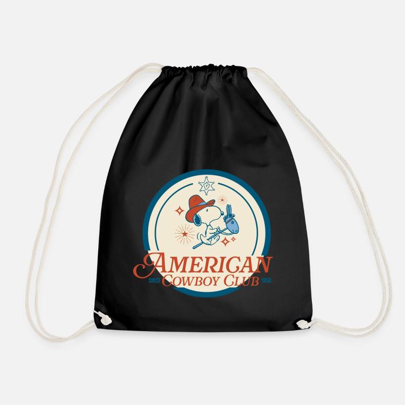 Peanuts Design Snoopy And American Cowboy Club - Drawstring Bag - black