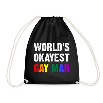 World's Okayest Gay Man - Drawstring Bag - black - Front