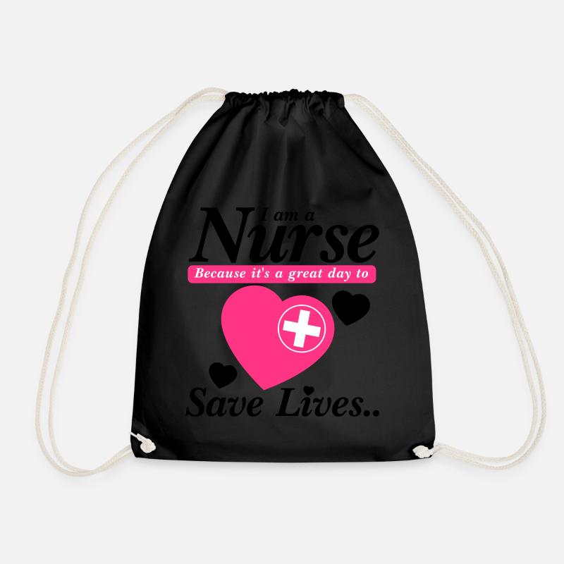 Krankenschwester Save Lives Black Pink - Turnbeutel - Schwarz