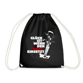 Glück ist wenn der Bass einsetzt (weiß) - Turnbeutel - Schwarz - Vorne