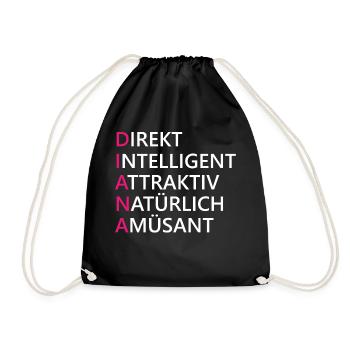 Diana Name Geschenk - Turnbeutel - Schwarz - Vorne