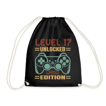 Birthday Level 17 Unlocked - Drawstring Bag - black - Front