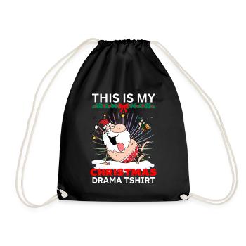 Weihnachten tshirt- Weihnachtsmann mit Bier - Turnbeutel - Schwarz - Vorne