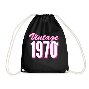 1970 Jahrgang Baujahr Vintage Geschenkidee Retro - Turnbeutel - Schwarz - Vorne
