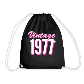 1977 Jahrgang Baujahr Vintage Geschenkidee Retro - Turnbeutel - Schwarz - Vorne