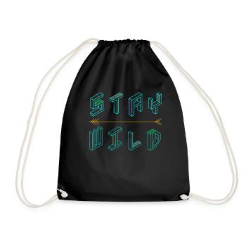 Stay wild in 3D, ein cooles Statement - Turnbeutel - Schwarz - Vorne