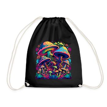 mushroom mushroom mushrooms retro - Drawstring Bag - black - Front