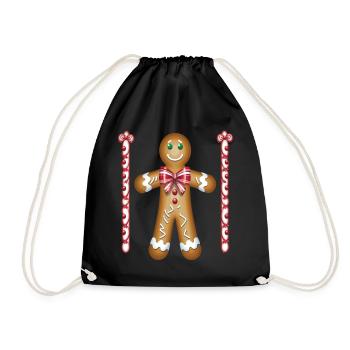 Hässliche Lebkuchen für Weihnachtsfeiern - Turnbeutel - Schwarz - Vorne