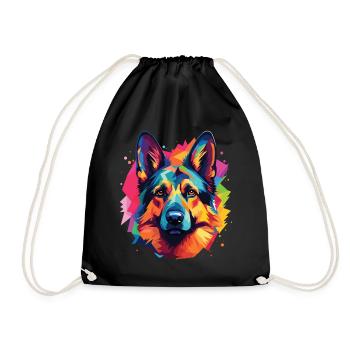 German Shepherd breed dog pop art style - Drawstring Bag - black - Front