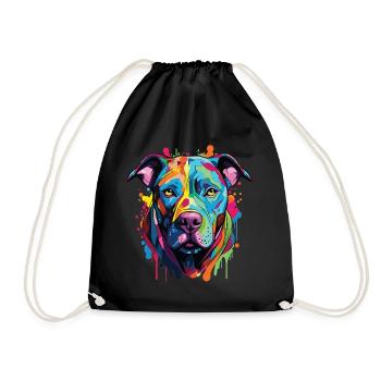 Chien de race Pitbull avec un style coloré popart - Sac de sport léger - noir - Devant