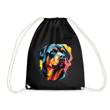 Chien de race Rottweiler avec style coloré Pop Art - Sac de sport léger - noir - Devant