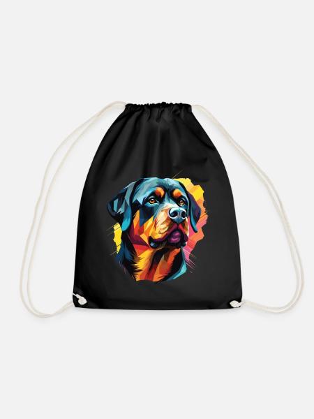 Rottweiler Breed Dog with Colorful Pop Art Style - Drawstring Bag - black