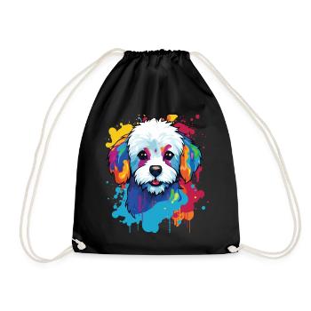 Un portrait de chien de la race Bichon pop art - Sac de sport léger - noir - Devant