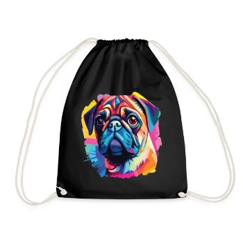 Ein Hundeporträt der Mopsrasse Pop Art - Turnbeutel - Schwarz - Vorne