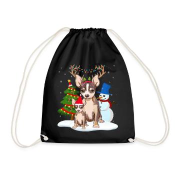 chihuahua christmas - christmas dogs gift - Drawstring Bag - black - Front