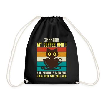 shhhhh my coffe- Kaffee Sprüche -Kaffee Geschenke - Turnbeutel - Schwarz - Vorne