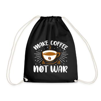 make coffee not war- coffee gifts - Drawstring Bag - black - Front