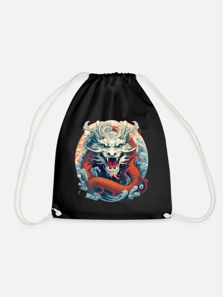 Design of a Chinese dragon - Drawstring Bag - black