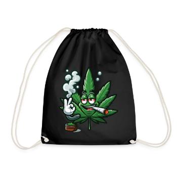 Une feuille de cannabis qui fume style cartoon - Sac de sport léger - noir - Devant