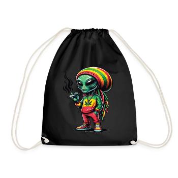 Un alien rasta qui fume un joint de cannabis - Sac de sport léger - noir - Devant