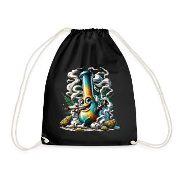 A bong smoking a cannabis joint - Drawstring Bag - black - Front
