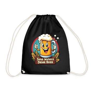 SAVE WATER DRINK BEER - Bierkrug - Turnbeutel - Schwarz - Vorne