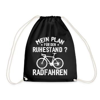 Retirement Bicycle Cyclist Gift for Retirement - Drawstring Bag - black - Front
