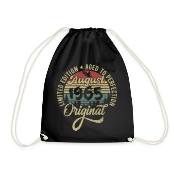 August 1965 Birthday present August 1965 August - Drawstring Bag - black - Front