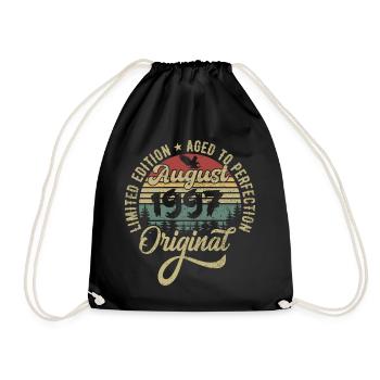 August 1997 Birthday Gift August 1997 August - Drawstring Bag - black - Front