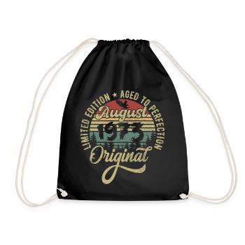 August 1973 Birthday present August 1973 August - Drawstring Bag - black - Front